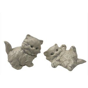 Ceramic Playful White Persian Kitty Cats